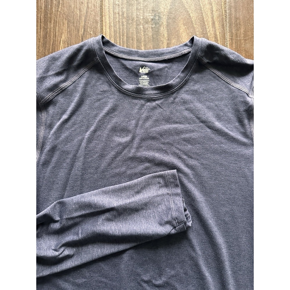 REI Co-op Womens Large Base Layer Top Long Sleeve Heather Navy Blue Performance